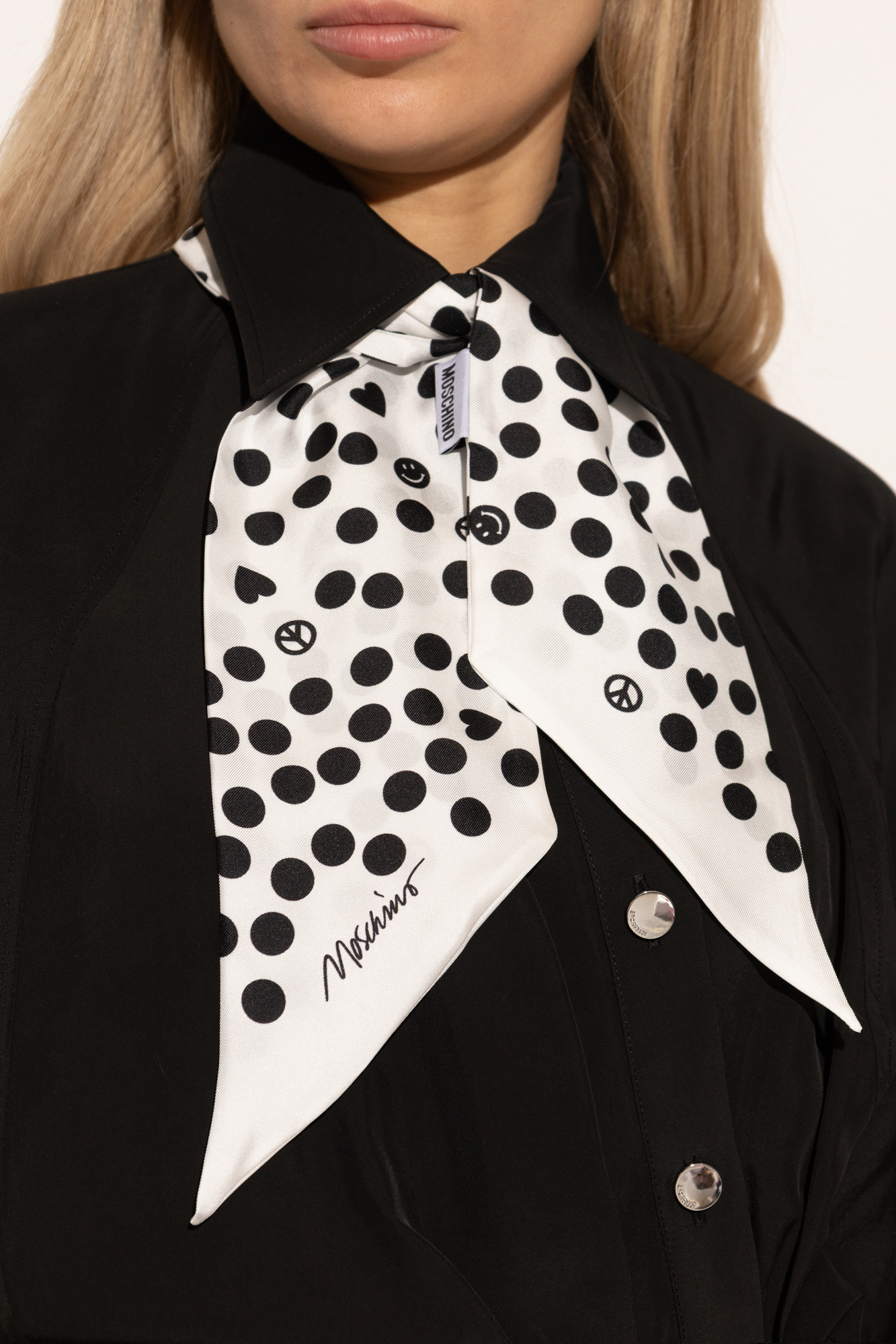 スカーフ MOSCHINO COUTURE Woman Neck scarf White 93508265 1001 Cream Wool scarf with logo Moschino - Vitkac Canada